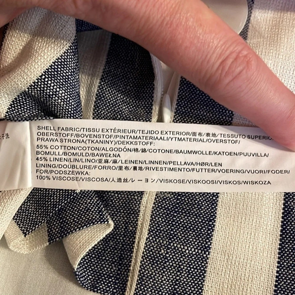 JOA Anthropologie womens blouse small 4 6 top open back blue cream stripe nwt - Picture 5 of 6